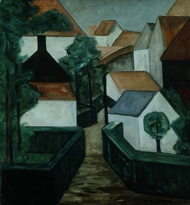 Sammensetning 5, landskap med vei av Jacoba van Heemskerck
