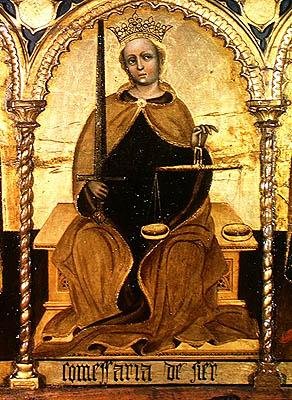 Rettferdighet mellom St. Michael og St. Gabriel, detalj av Justice, 1421 av Jacobello del Fiore