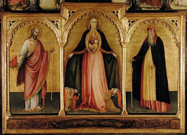Jomfru og barn med St. James the Greater og St. Anthony (tempera på panel) av Jacobello del Fiore