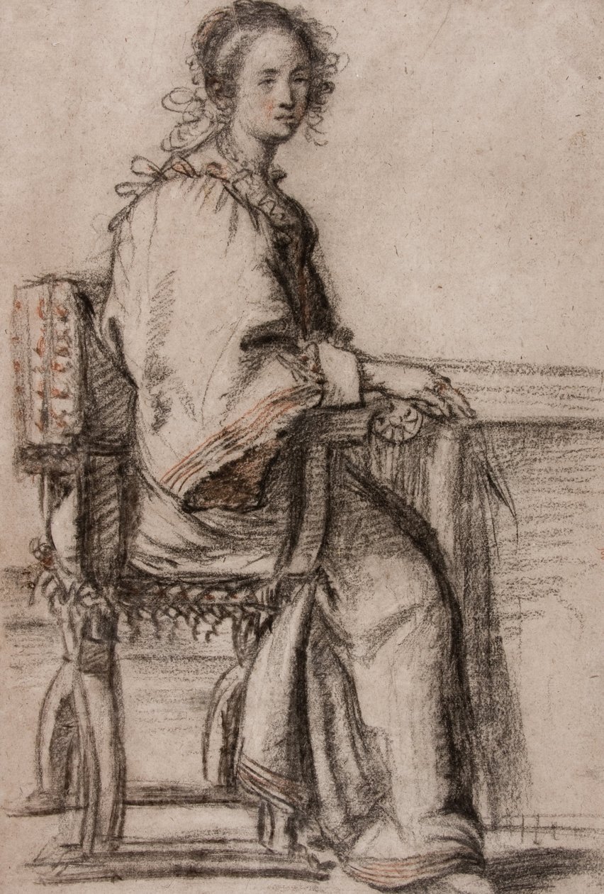 Damen satt ved et bord av Jacopo Confortini