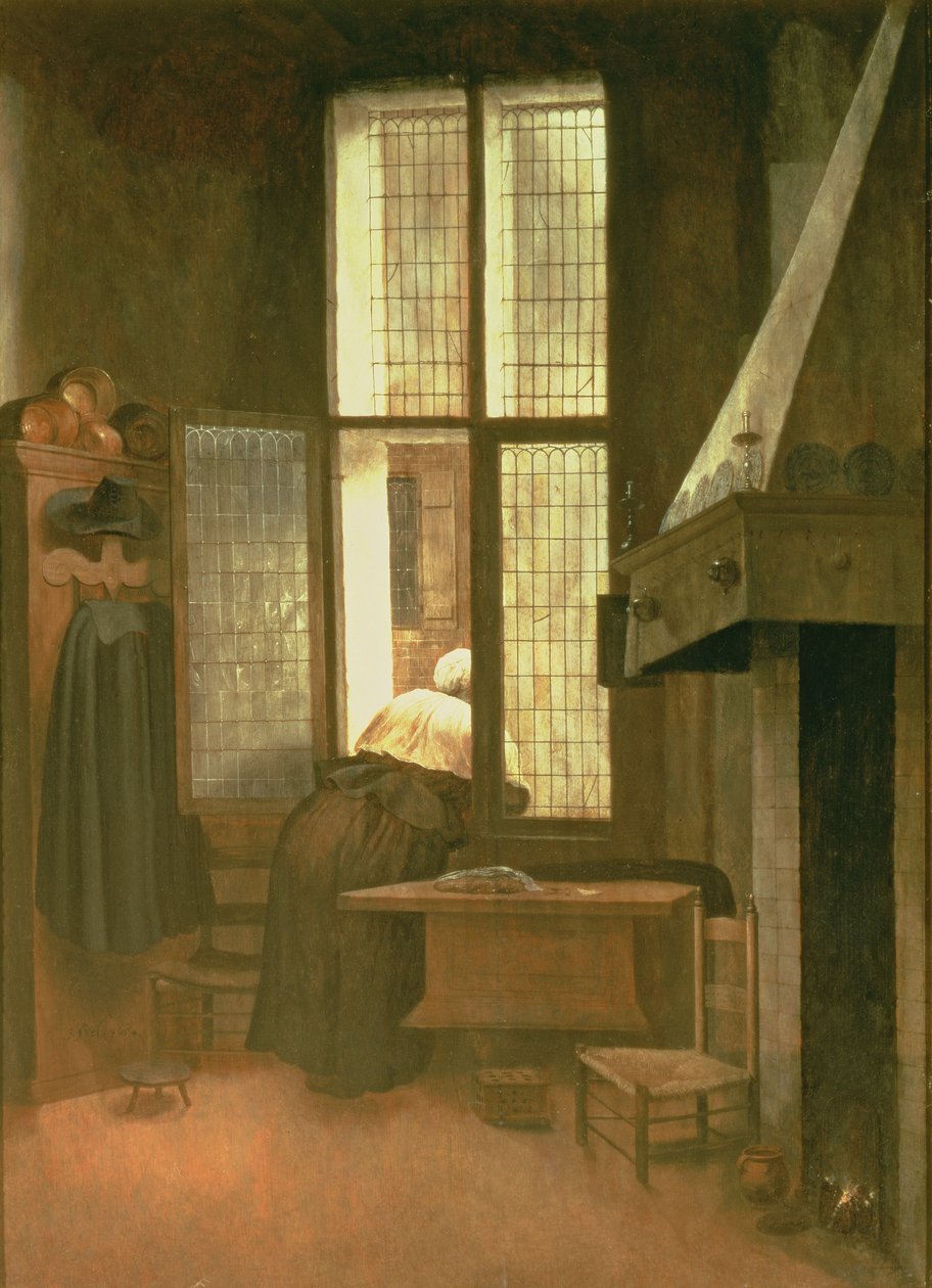 Woman at a Window, 1654 (panel) av Jacobus Vrel or Frel