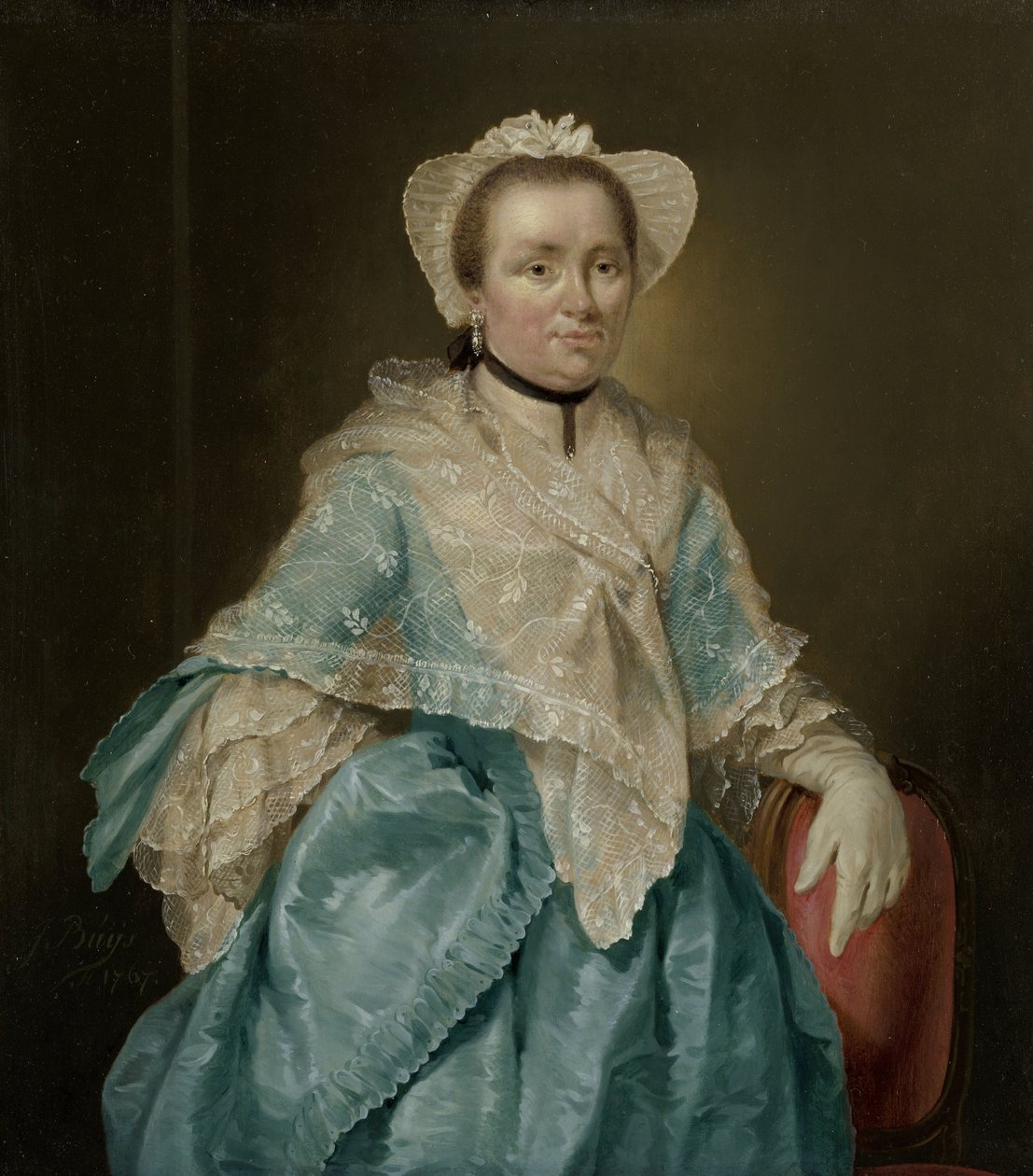 Portrett av Elisabeth Troost (1730-1790) av Jacobus Buys (signed by artist)