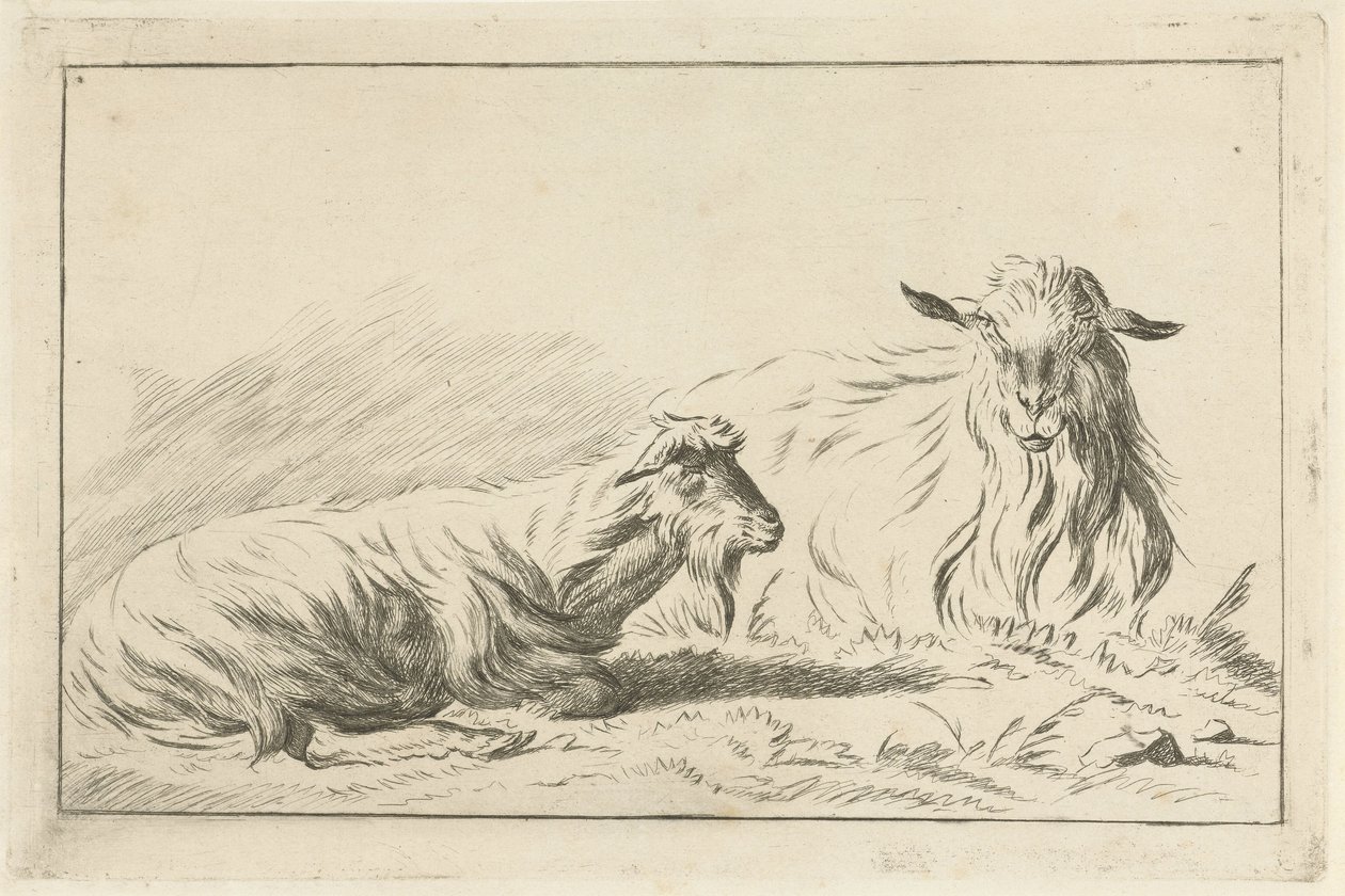 To liggende geiter av Jacobus Cornelis Gaal