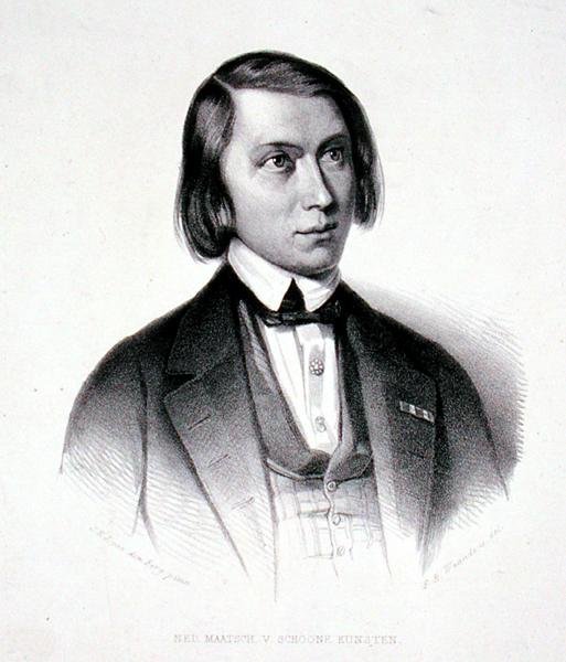Portrett av Josephus Hermanus Verhulst (1816-91) (gravering) av Jacobus Everardus Josephus van den (after) Berg