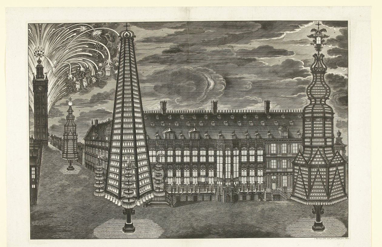 Belysning og fyrverkeri i Gent, 1717 av Jacobus Harrewijn
