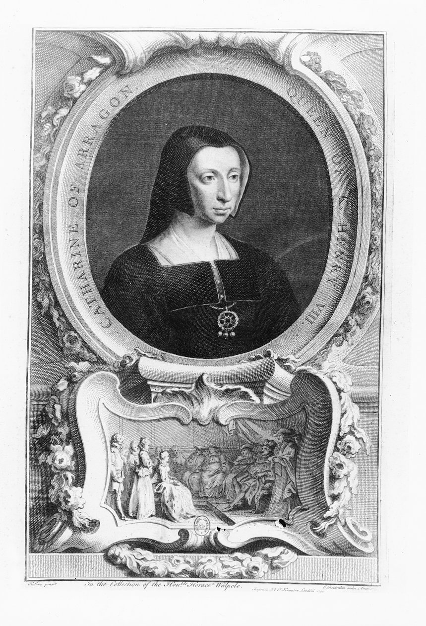 Portrett av Katarina av Aragon, 1743 av Jacobus Houbracken