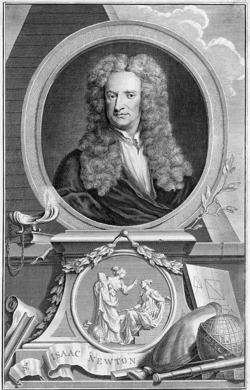 Isaac Newton 1642-1727, engelsk matematiker, astronom og fysiker, 1738 av Jacobus Houbraken