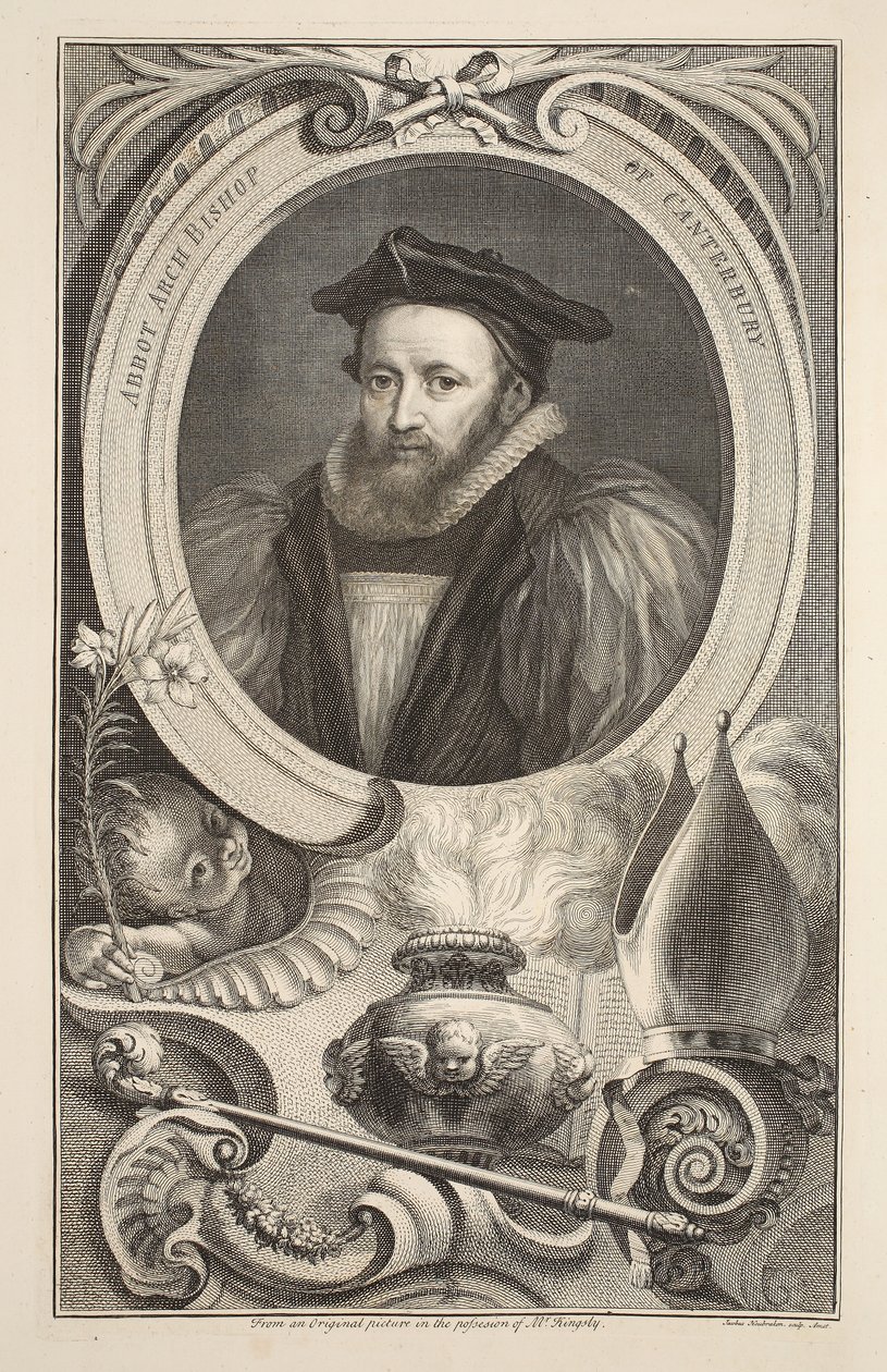 Portrett George Abbot, erkebiskop av Canterbury, illustrasjon fra 