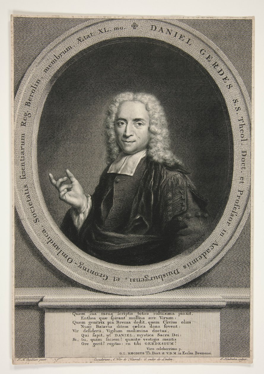 Portrett av Daniel Gerdes, etter J.M. Quinkhart av Jacobus Houbraken