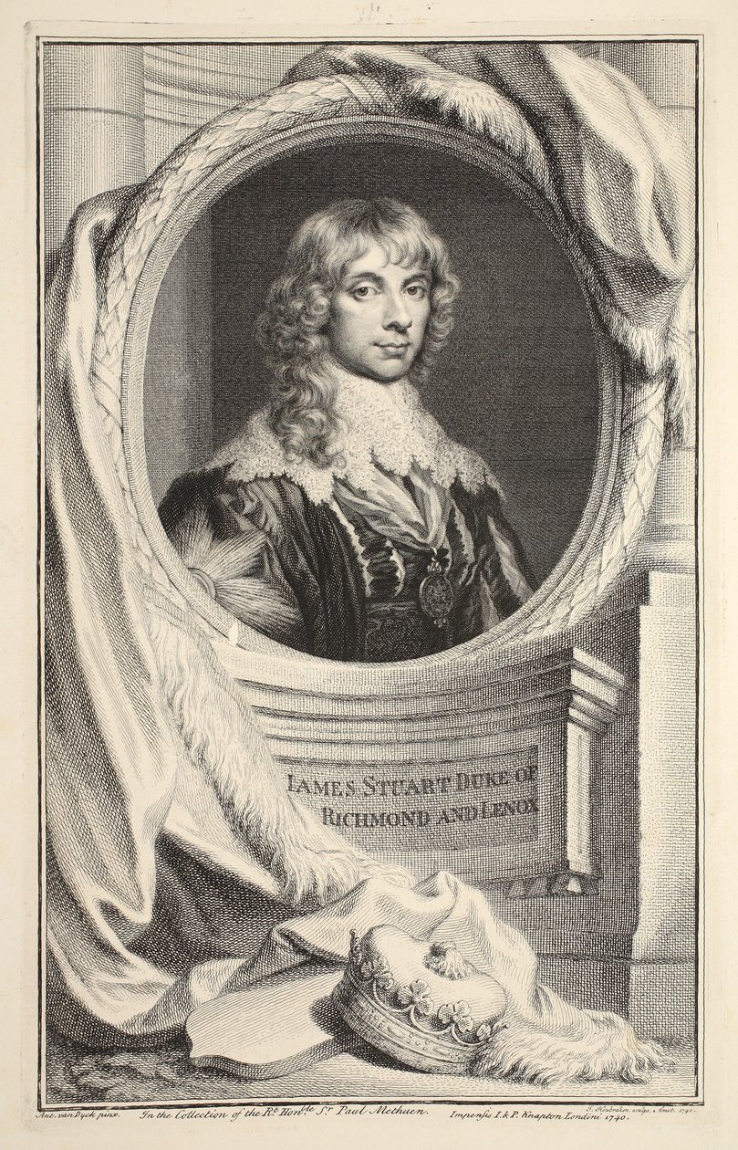 Portrett av James Stuart, hertugen av Richmond og Lennox, illustrasjon fra 