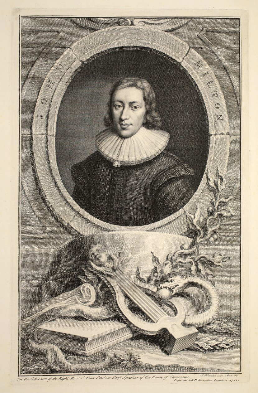 Portrett av John Milton, illustrasjon fra 