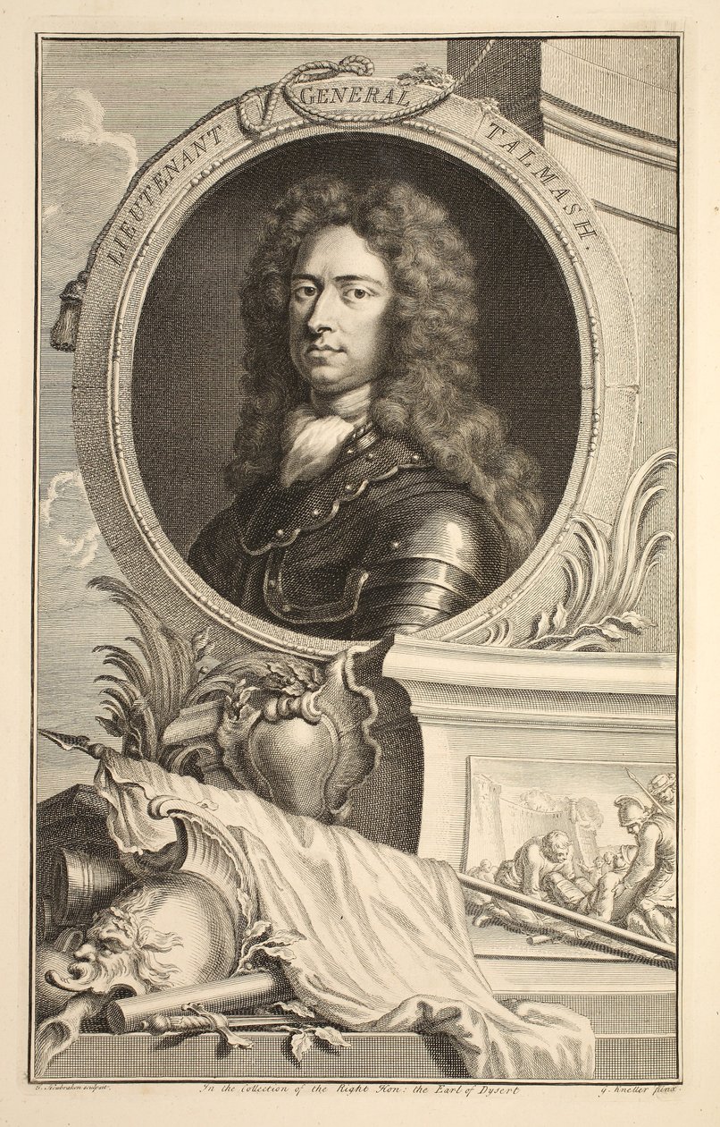 Portrett av generalløytnant Talmash, illustrasjon fra 'Heads of Illustrious Persons of Great Britain', pub. av Knapton, London 1742 av Jacobus Houbraken