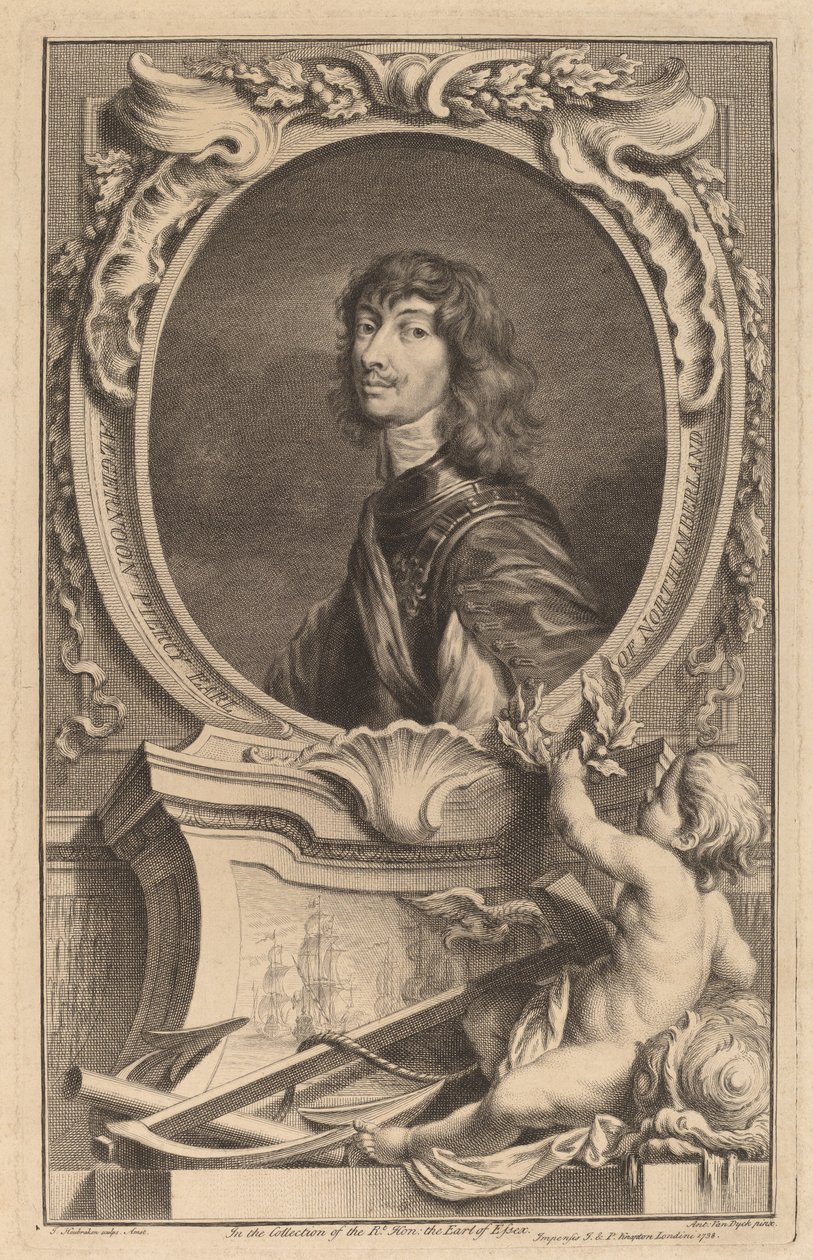 Algernon Percy, jarl av Northumberland av Jacobus Houbraken after Sir Anthony van Dyck