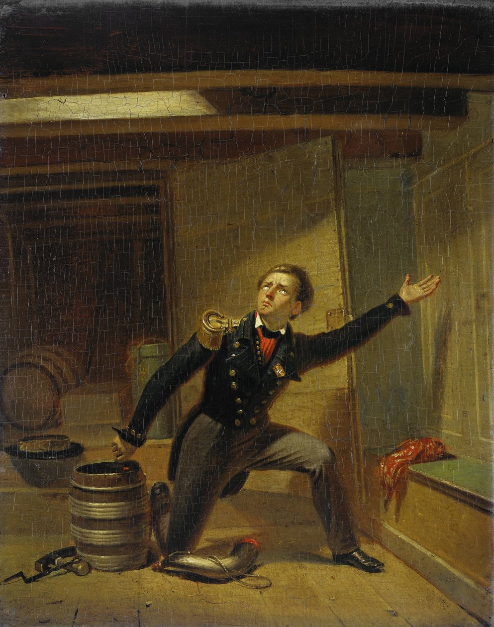 Jan van Speijk fyrer av lunten, 5. februar 1831 av Jacobus Schoemaker Doyer