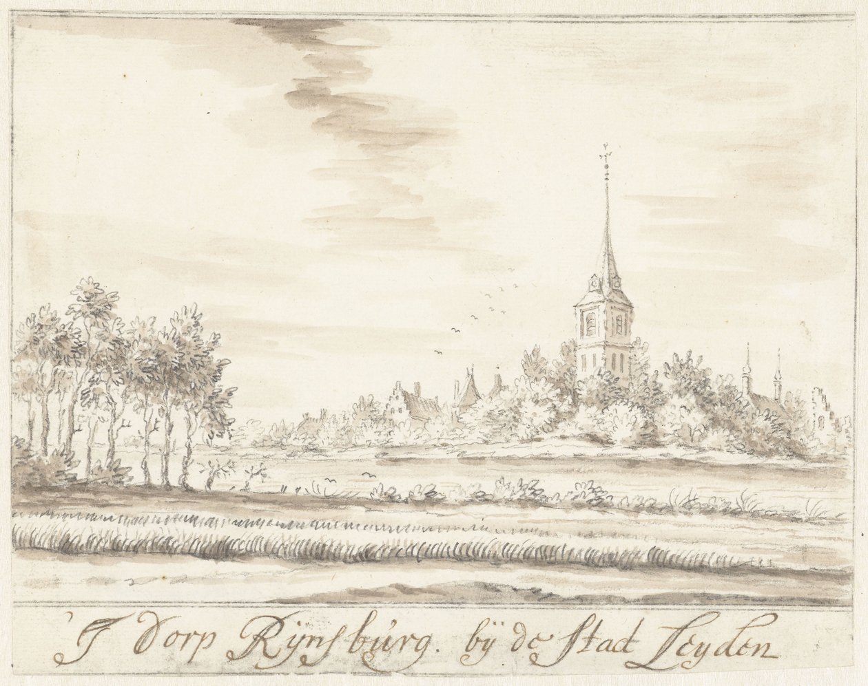 Landsbyen Rijnsburg av Jacobus Stellingwerff
