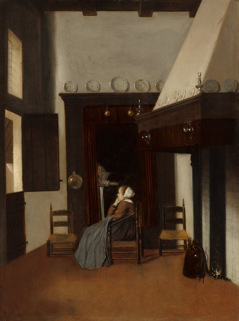Ung kvinne i et interiør av Jacobus Vrel