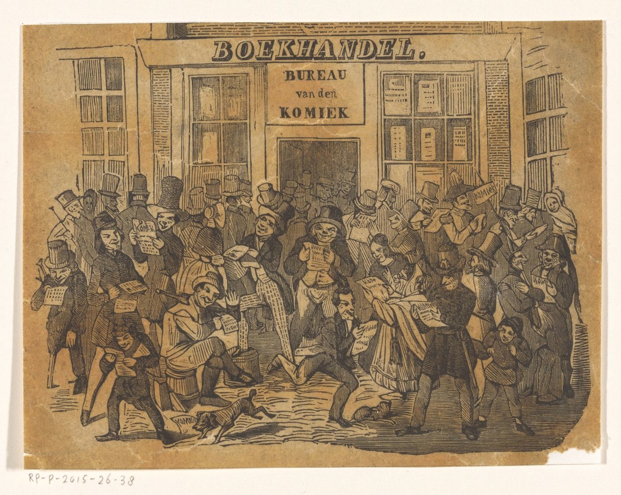 Folk foran en bokhandel for å få tak i De Komiek av Jacobus Wilhelmus Adrianus Hilverdink (possibly)