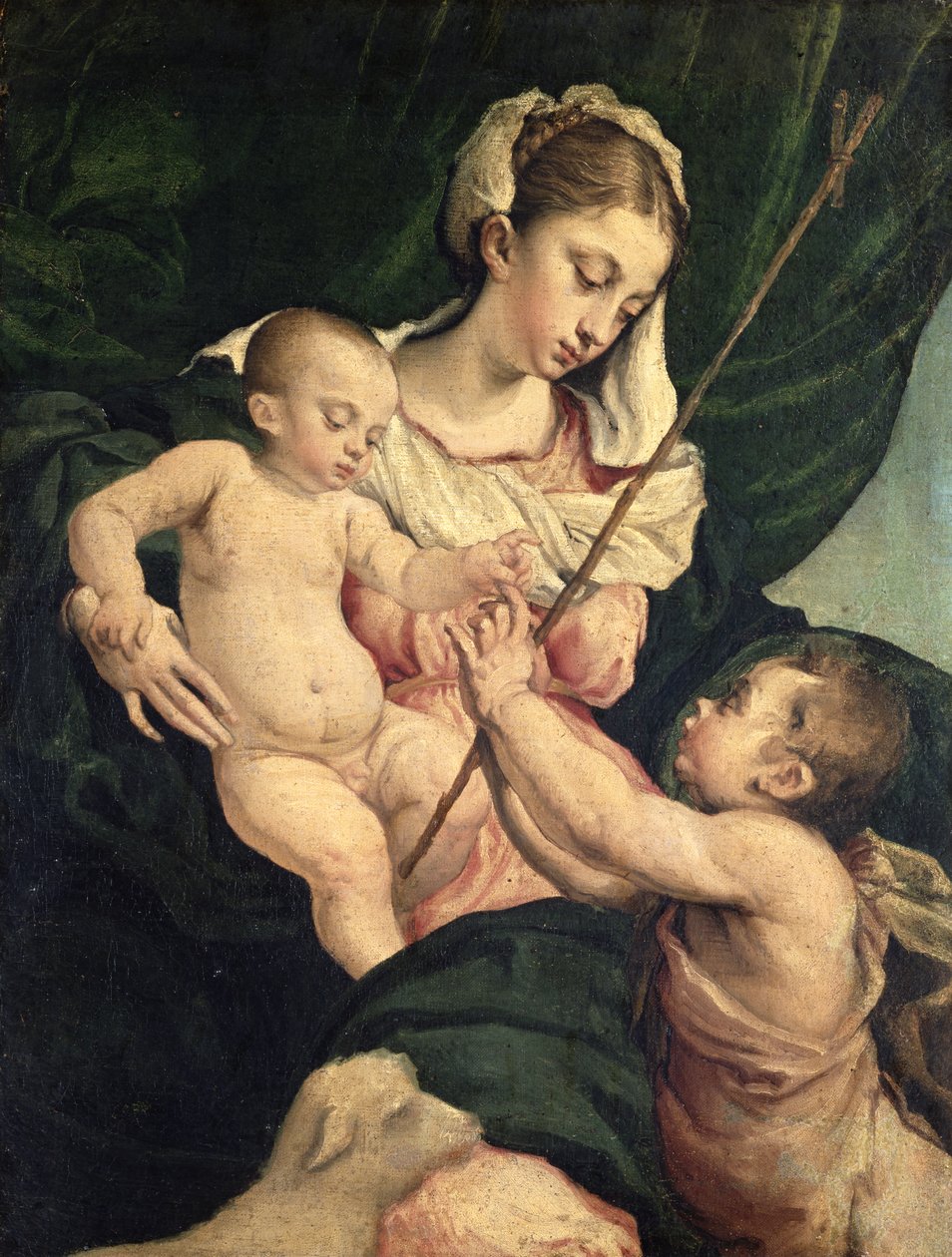 Madonna og barn med den hellige Johannes, ca. 1570 av Jacopo Bassano