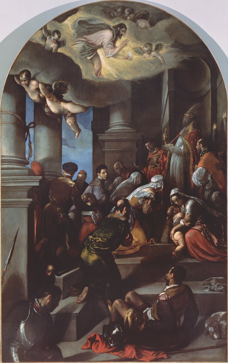 St. Eleutherius velsigner de fromme (altertavle) av Jacopo Bassano