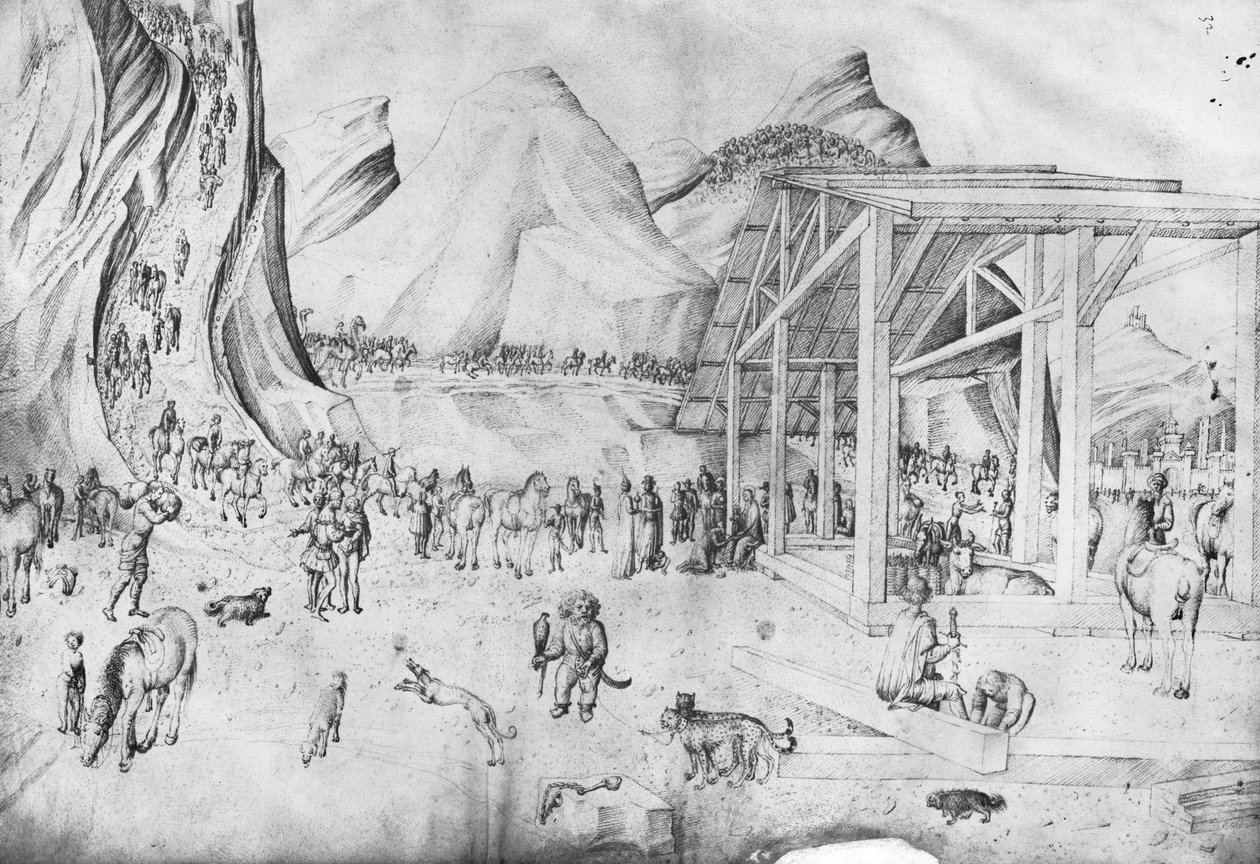 Adoration of the Magi, fra Jacopo Bellinis album med tegninger (penn og blekk på vellum) av Jacopo Bellini