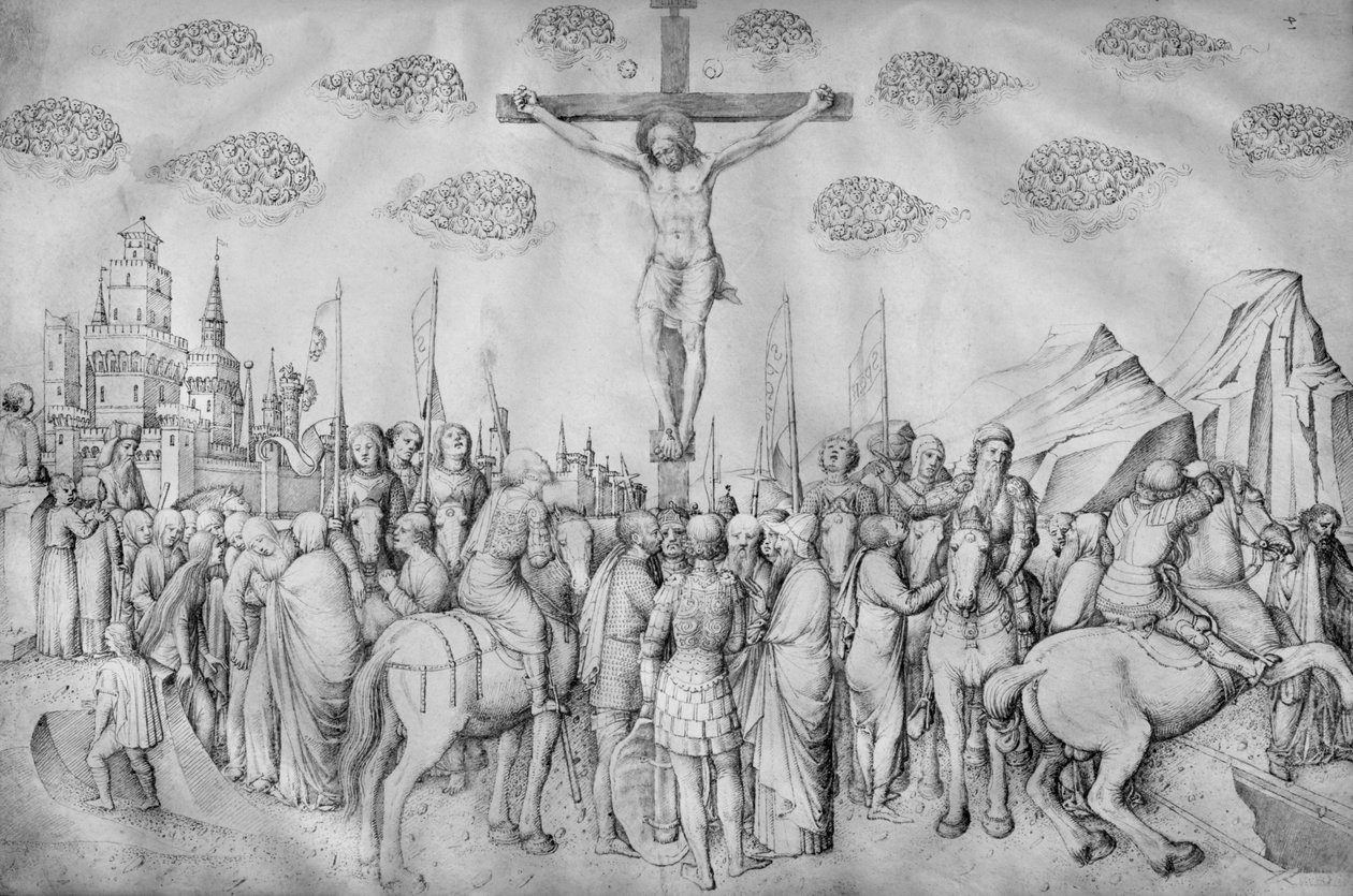 Crucifixion, fra Jacopo Bellinis album med tegninger (penn og blekk på vellum) av Jacopo Bellini