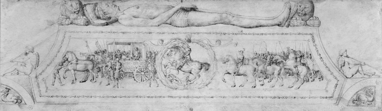 Tomb of a Prince, fra Jacopo Bellinis album med tegninger (penn og brunt blekk og metallspiss på vellum) av Jacopo Bellini