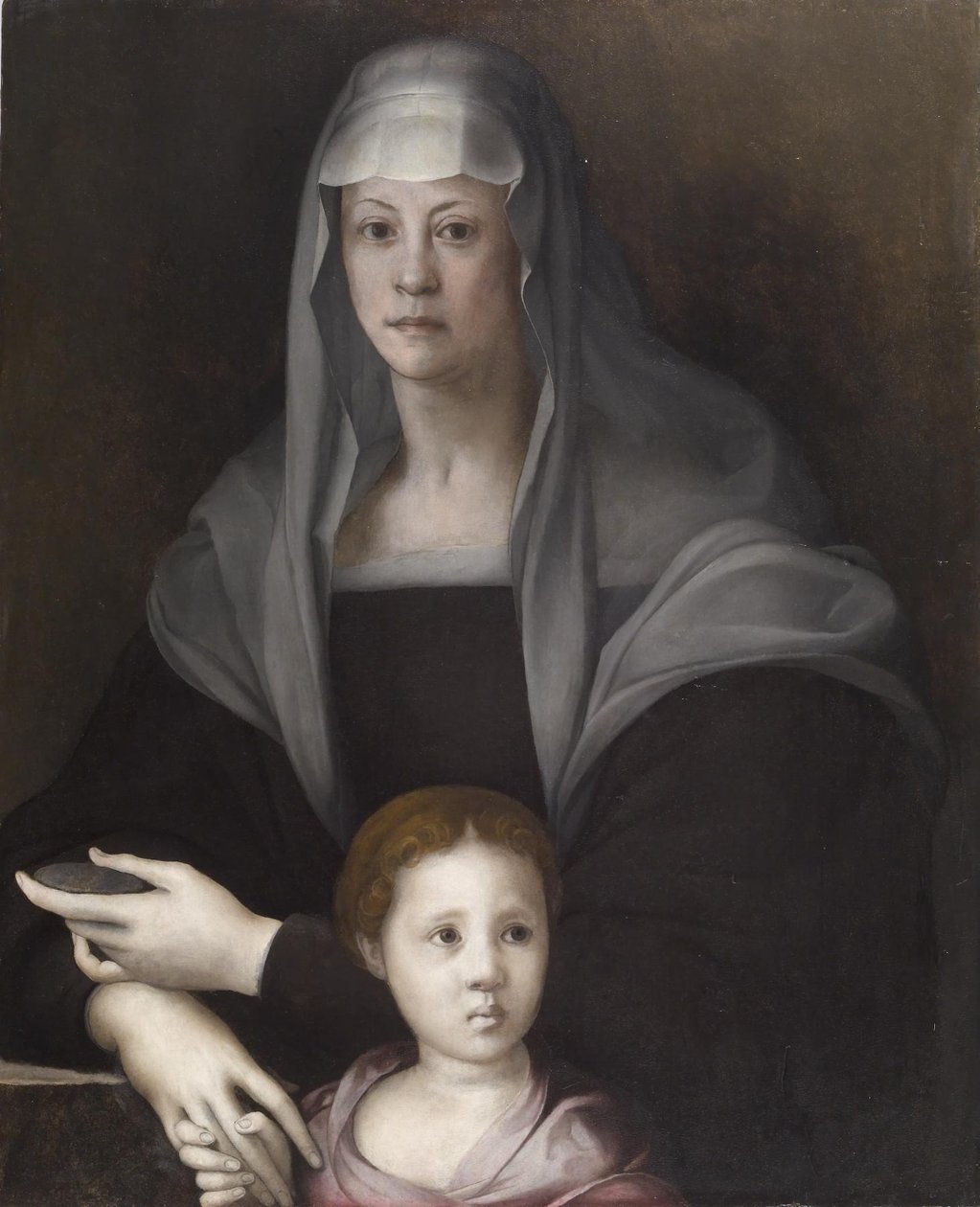 Portrett av Maria Salviati de Medici med Giulia de Medici av Jacopo Carucci