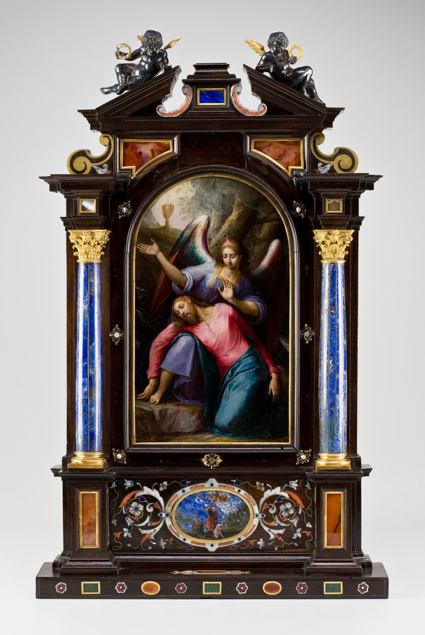 Bærbart alter i en bæreveske (Kristus på Oljeberget), 1608 (blandet media) av Jacopo Ligozzi