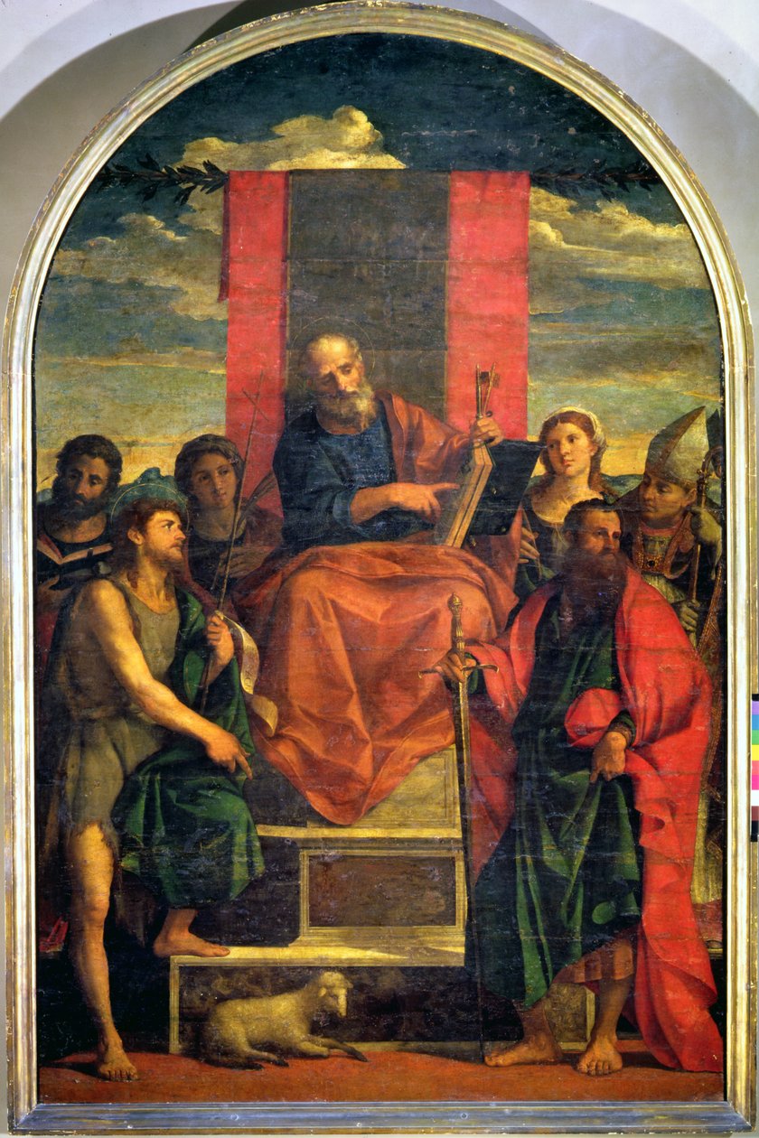 St. Peter tronet med hellige av Jacopo Palma