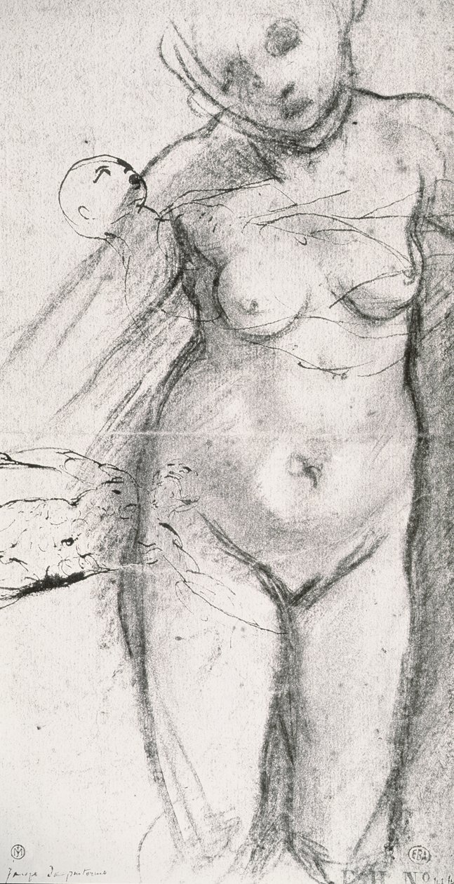 Knelengdestudie av en naken kvinne av Jacopo Pontormo