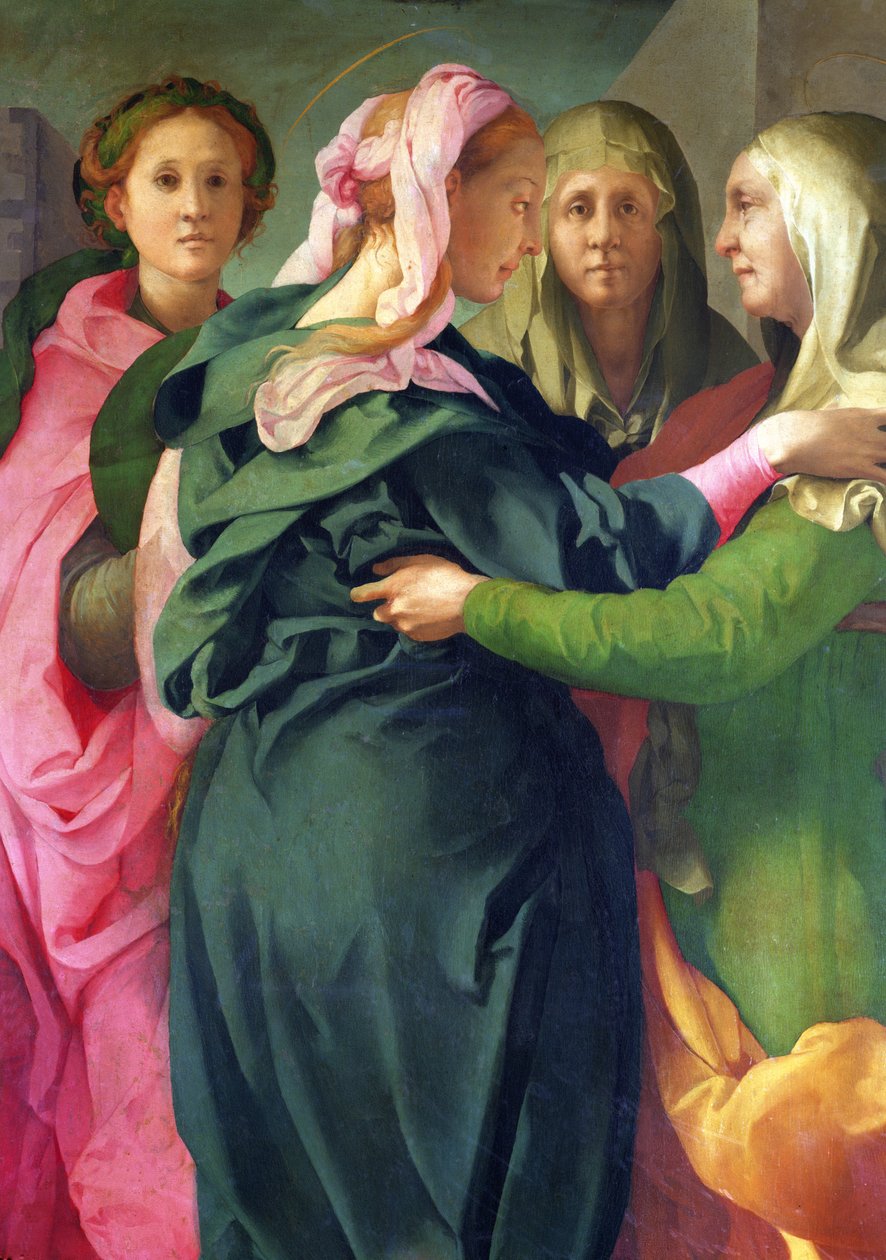 The Visitation, 1528-30 freskomaleri av 60438 av Jacopo Pontormo