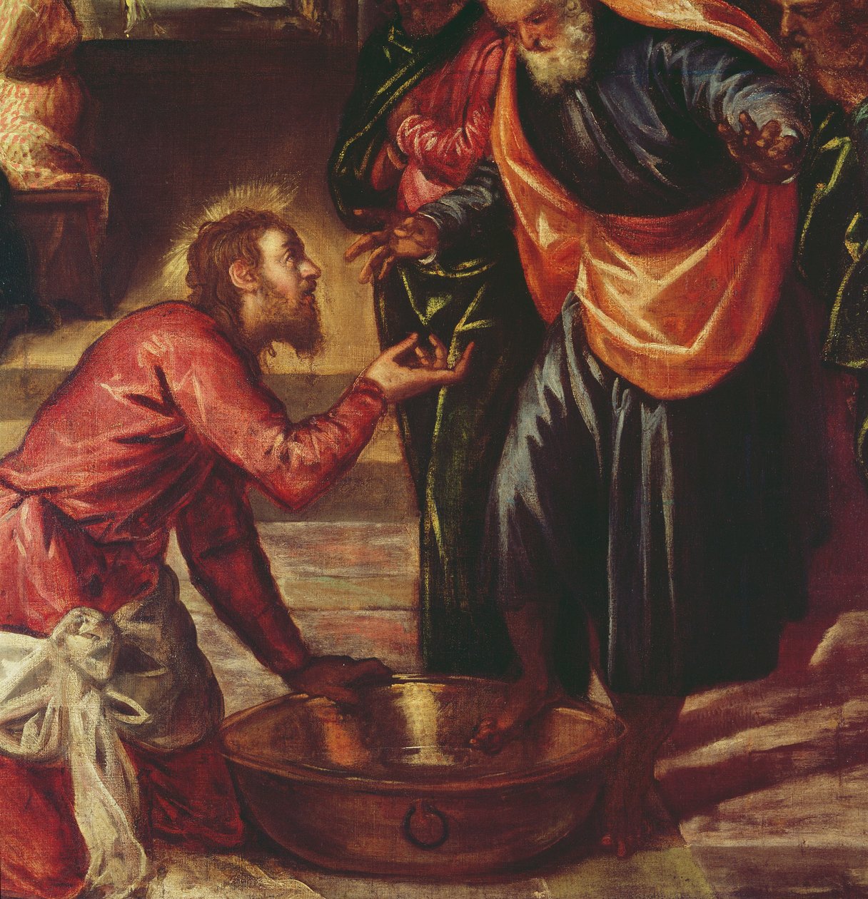 Kristus vasker disiplenes føtter (detalj av 69587) av Jacopo Robusti Tintoretto