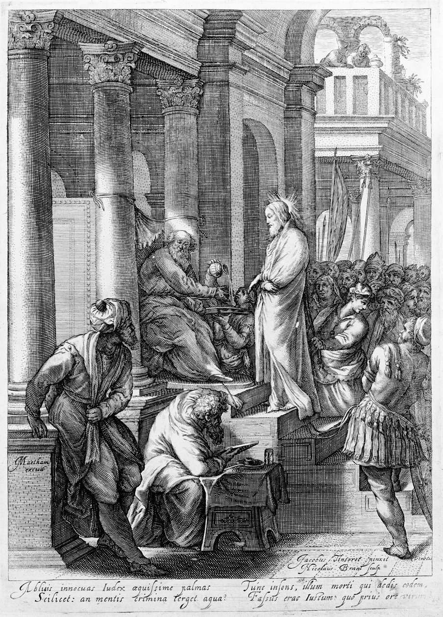 Kristus før Pilatus, gravert av Nicolaes Braeu av Jacopo Robusti Tintoretto