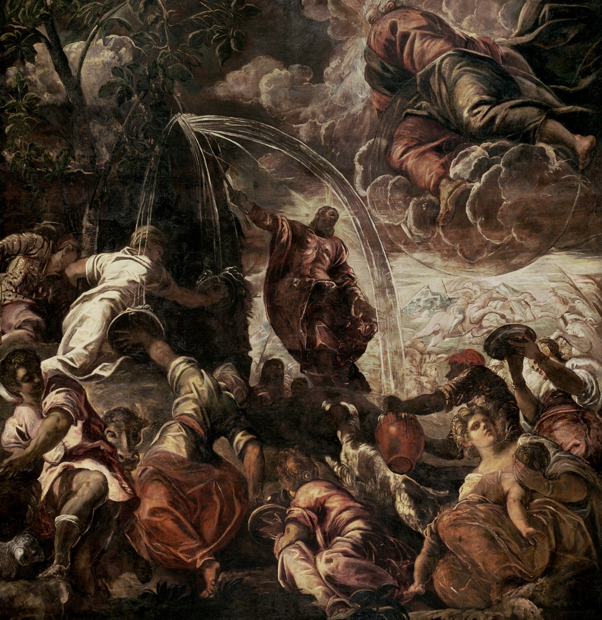 Moses slår vann fra klippen, 1575 av Jacopo Robusti Tintoretto