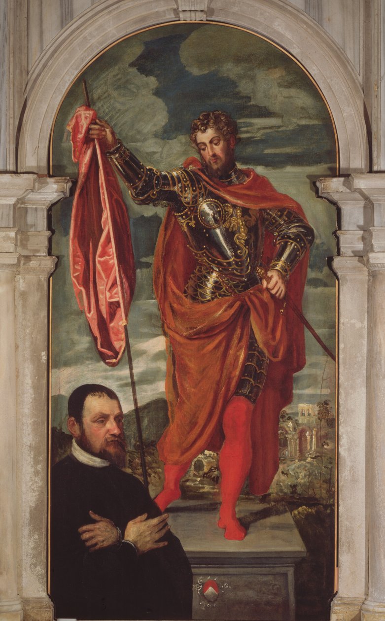 St. Demetrius og en giver fra Ghisi-familien av Jacopo Robusti Tintoretto