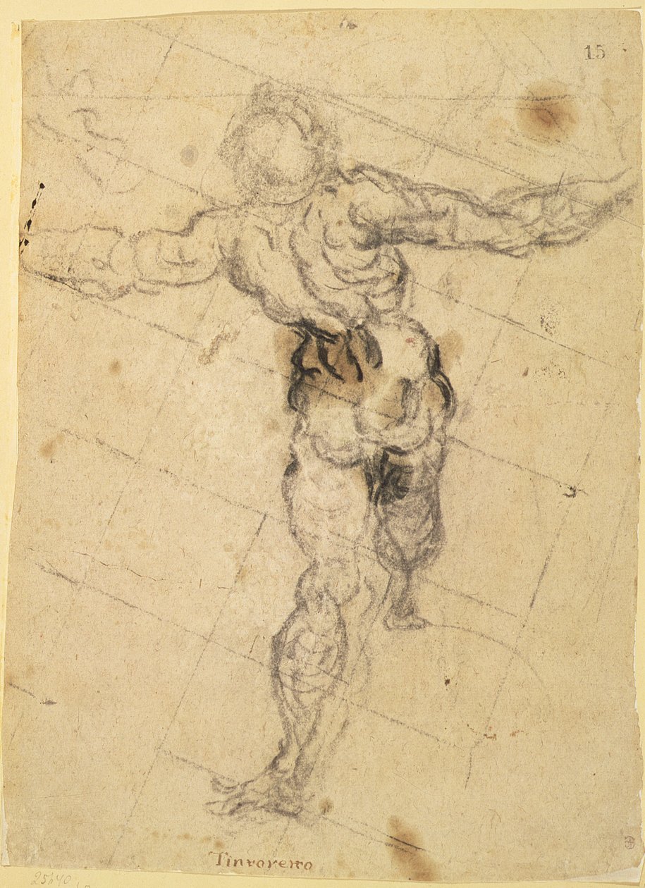 Studie av en mannlig naken bakfra av Jacopo Robusti Tintoretto