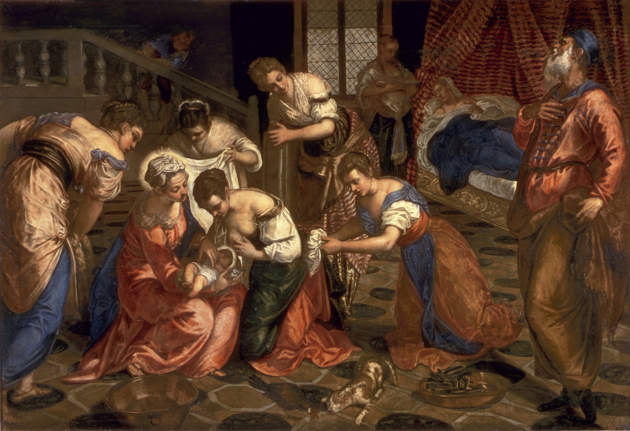 Fødselen til døperen Johannes, 1550-59 av Jacopo Robusti Tintoretto