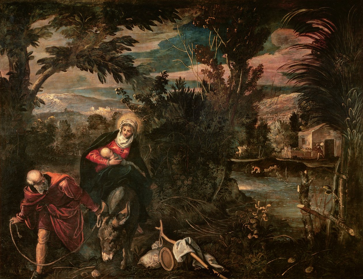 Flukten til Egypt, ca. 1575-77 av Jacopo Robusti Tintoretto
