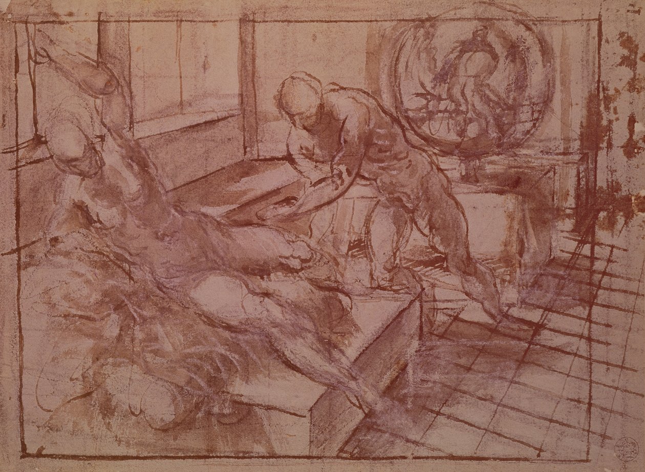 Vulcan og Venus (penn og blekk) av Jacopo Robusti Tintoretto