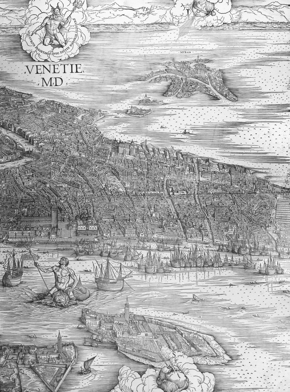 Stor perspektivplan - Venezia, ca. 1500 (midtseksjon) av Jacopo de Barbari