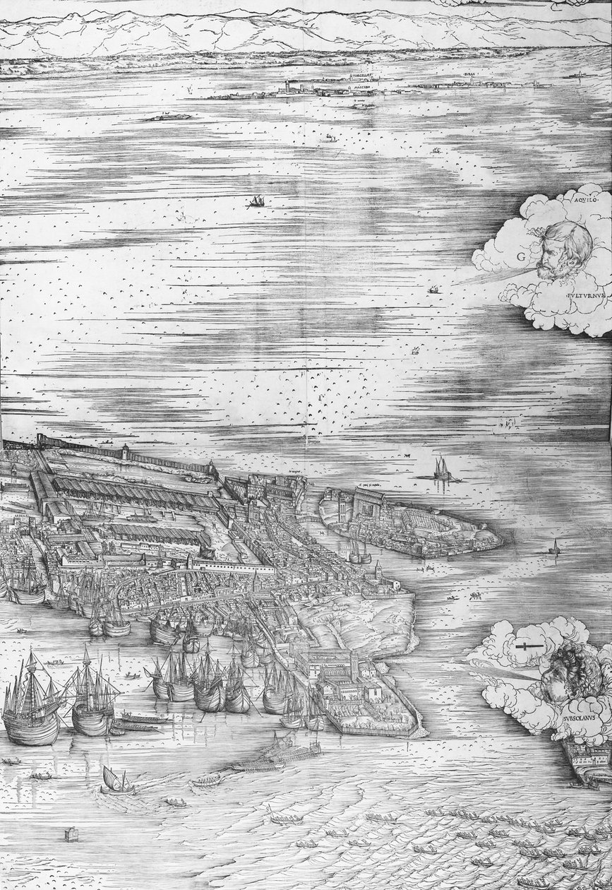 Stor perspektivplan - Venezia, ca. 1500 (høyre side) av Jacopo de Barbari