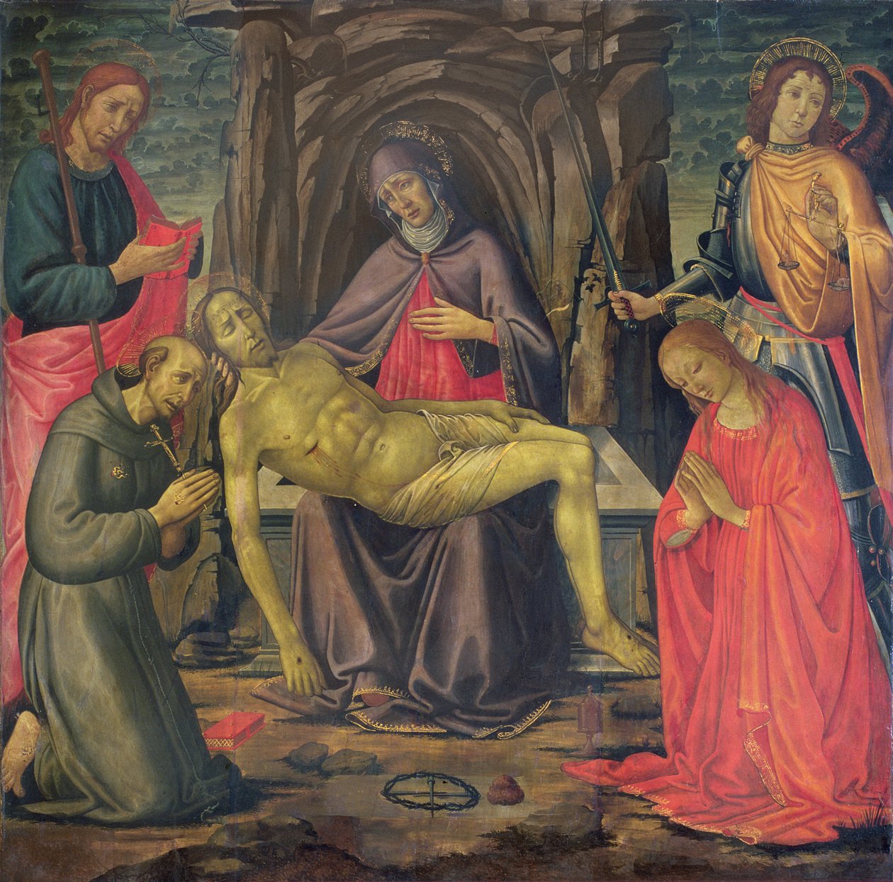 Pieta og de hellige av Jacopo del Sellaio