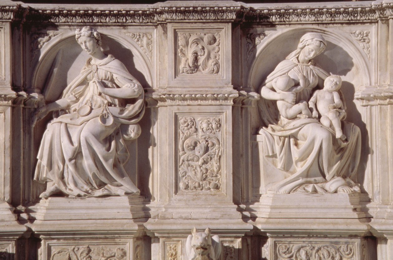Fonte Gaia (marmor) (detalj) av Jacopo della Quercia