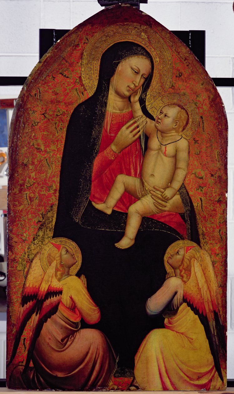 Jomfru og barn med to engler (tempera på panel) av Jacopo di Cione