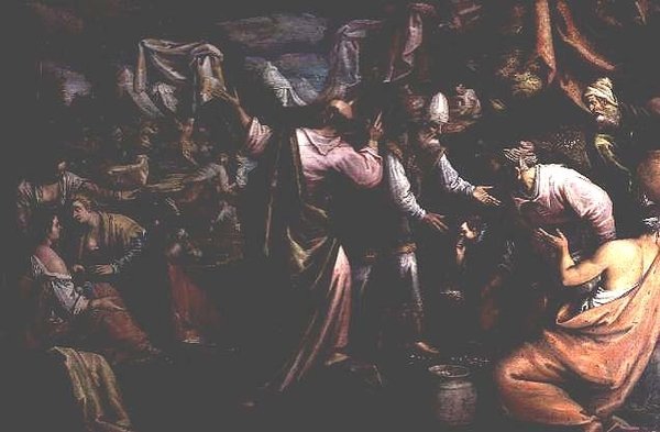 Manna i villmarken av Jacopo Bassano