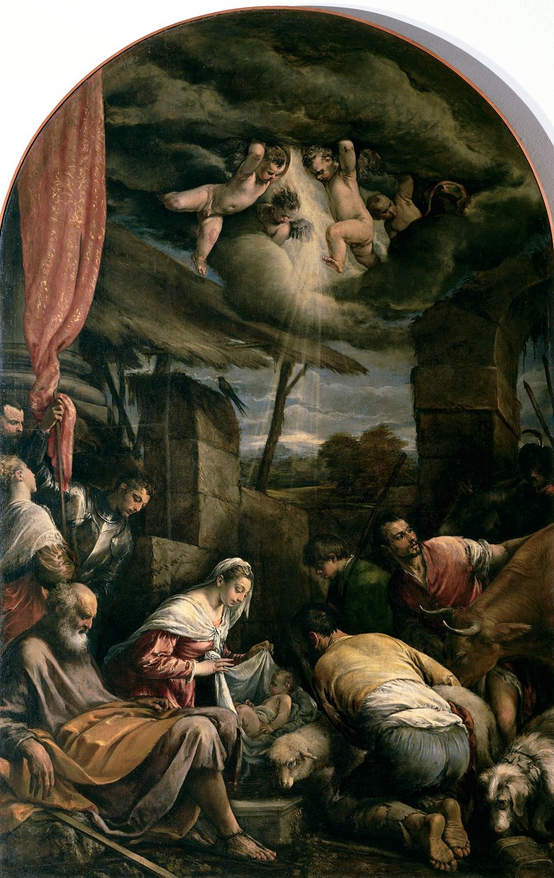 Tilbedelse av hyrder, av Jacopo Bassano (ca. 1510-1592) av Jacopo (1510 92) Bassano