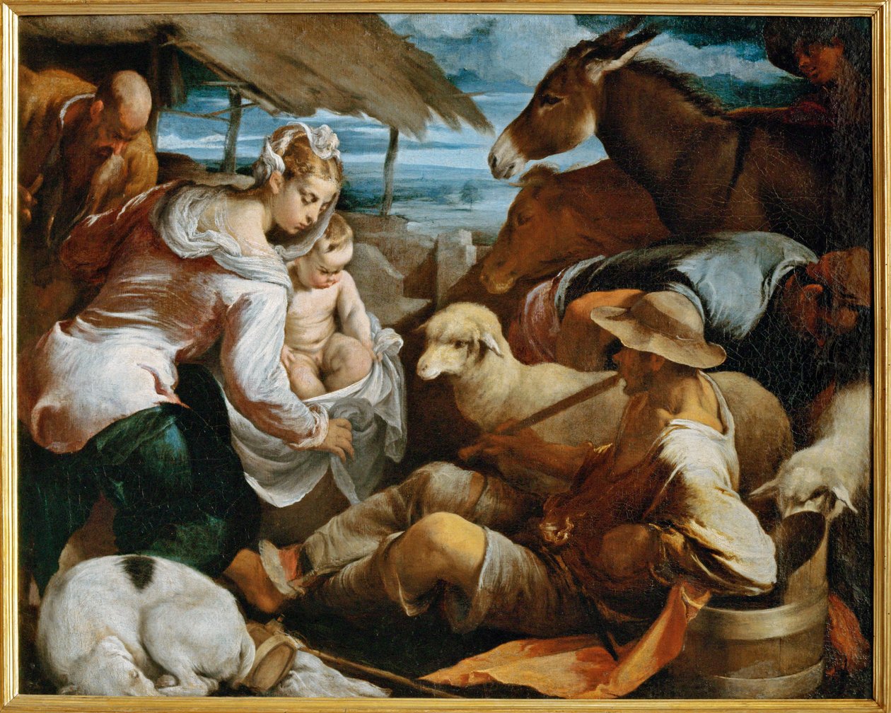 Hyrdenes tilbedelse (maleri på lerret) av Jacopo (1510-92) Bassano
