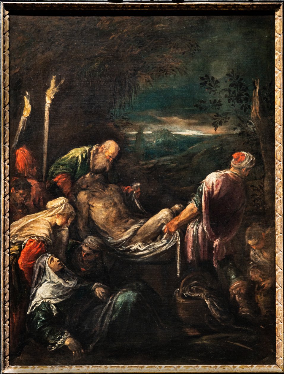 Begravelse av Kristi legeme, ca. 1580 (olje på lerret) av Jacopo (1510 92) Bassano