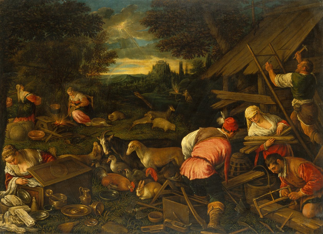 Gud taler til Noah etter vannflommen, ca. 1578 (olje på lerret) av Jacopo and Bassano Francesco (F. da Ponte) Bassano