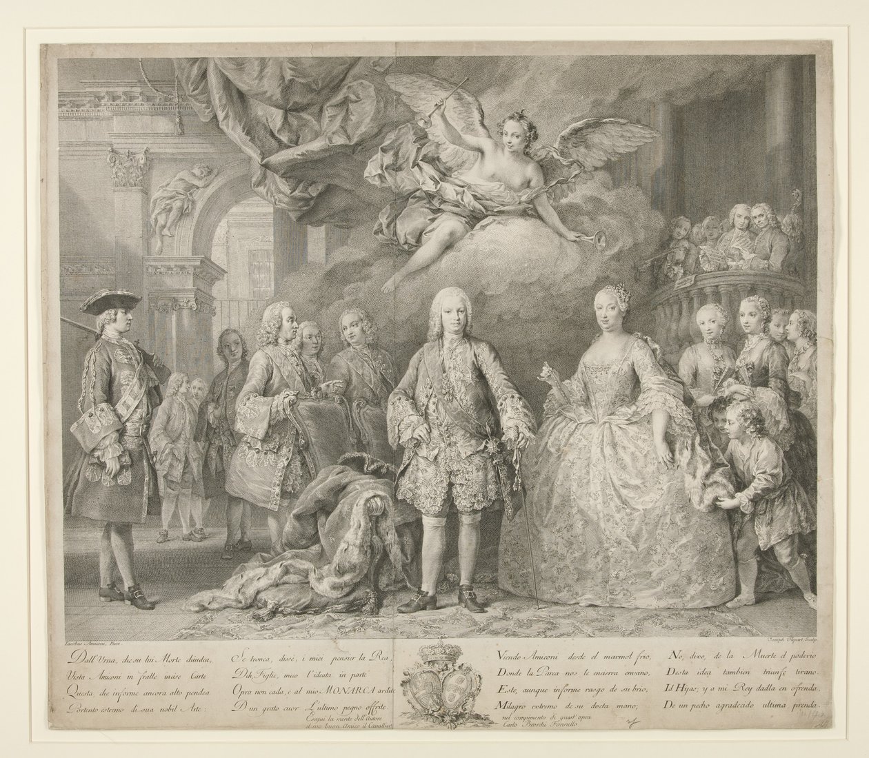 Ferdinand VI and his queen Maria Barbara of Braganza with Scarlatti and the celebrated Italian castrato Farinelli av Jacopo (after) Amigoni
